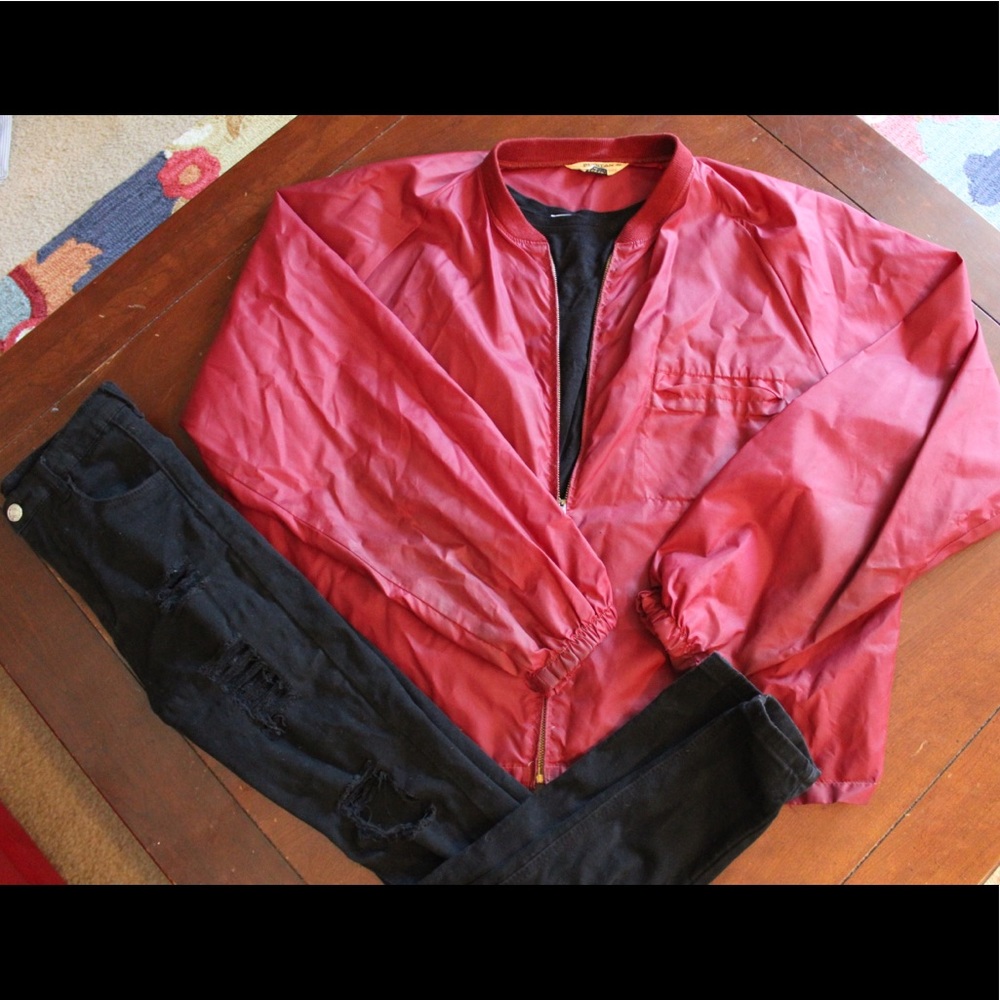Thin red bomber jacket